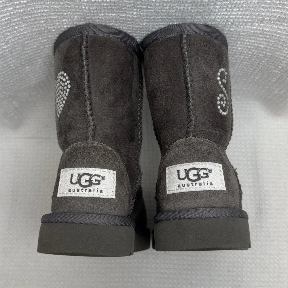 UGG Kids' Classic II Charcoal Suede Boots,Heart & S Detail, Infant sz 7